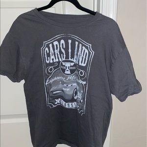 Gray Disney Cars Land shirt.